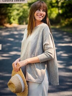 MERSEA Catalina Lightweight Sweater in Heathered Grey